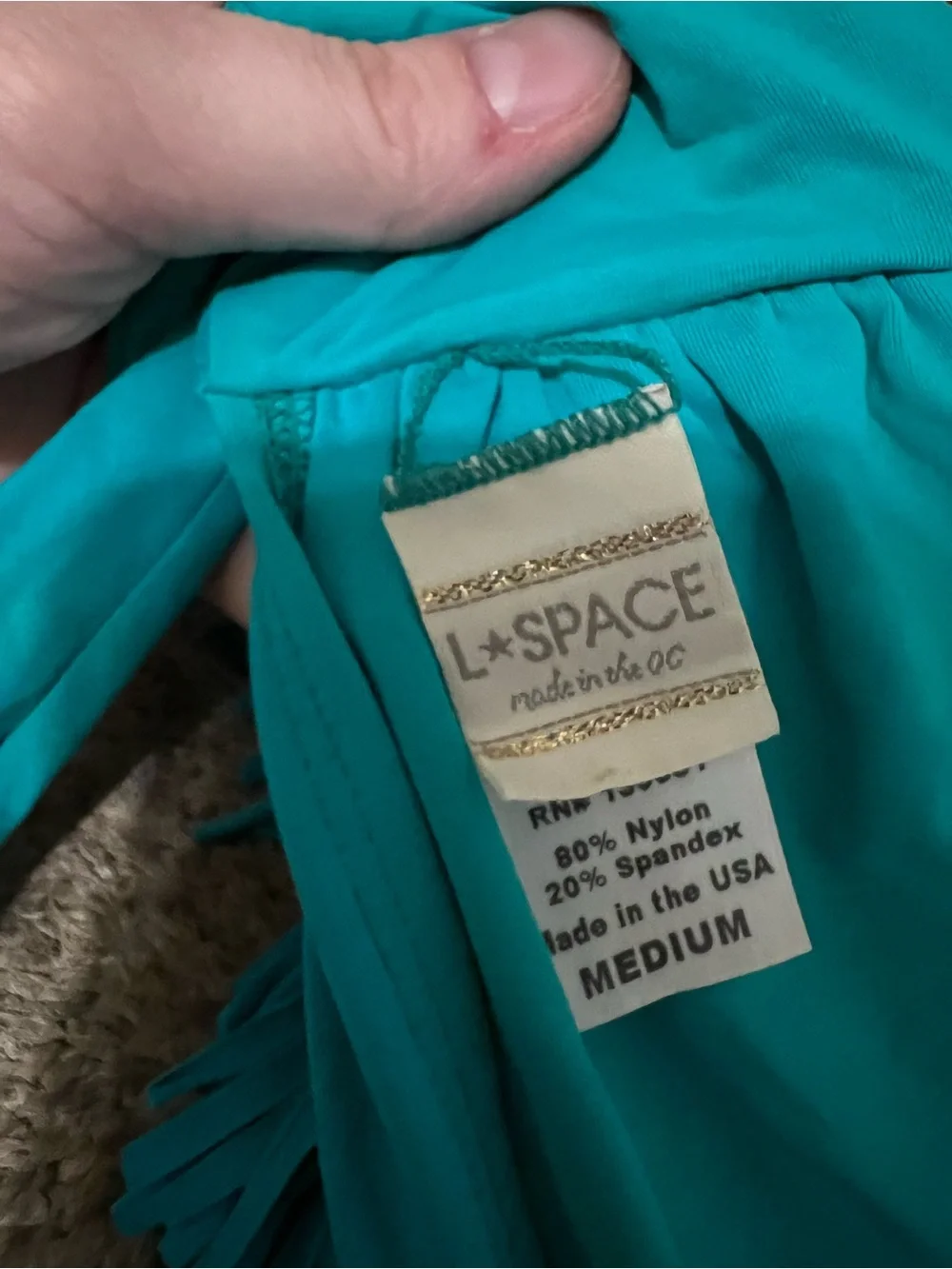 l*space Teal Fringe Bikini Top And Reversible Bottom